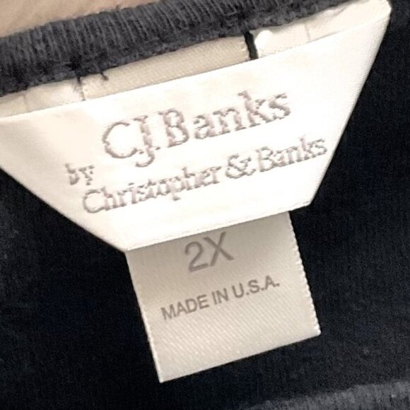 VINTAGE CJ BANKS POINSETTIA HOLIDAY CHRISTMAS T-SHIRT PLUS BLACK - Picture 6 of 8